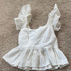 White Ruffled Women's Top